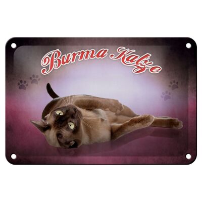 Plaque en tôle chat 18x12cm décoration chat de Birmanie