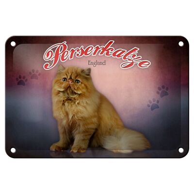 Tin sign cat 18x12cm Persian cat England wall decoration