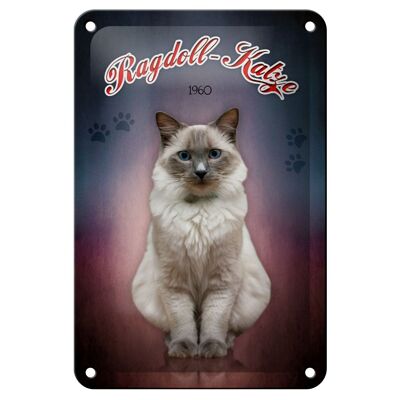 Blechschild Katze 18x12cm Ragdoll Katze 1960 Wanddeko Dekoration