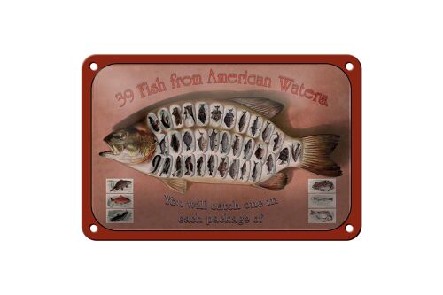 Blechschild Fisch 18x12cm 39 Fish from american Waters Dekoration