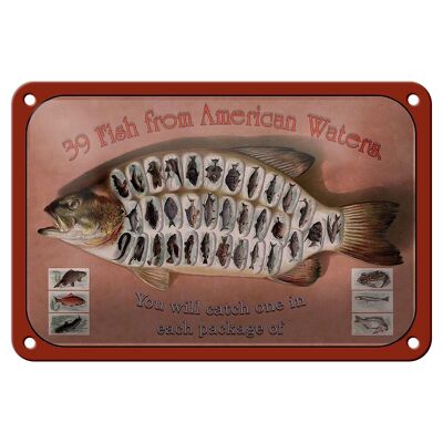 Cartel de chapa Pez 18x12cm 39 Peces de aguas americanas Decoración