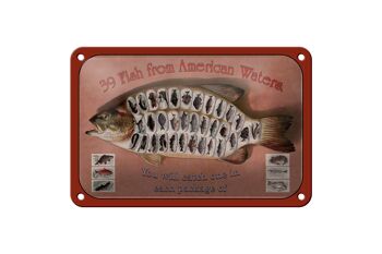Signe en étain poisson 18x12cm, 39 poissons des eaux américaines, décoration 1