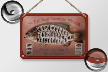 Signe en étain poisson 18x12cm, 39 poissons des eaux américaines, décoration 2