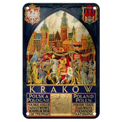 Cartel de chapa Polonia 12x18cm Cracovia Polska Polonia decoración de pared
