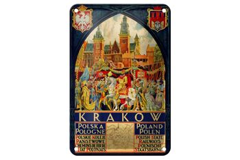 Plaque en tôle Pologne 12x18cm Cracovie Polska Pologne décoration murale 1
