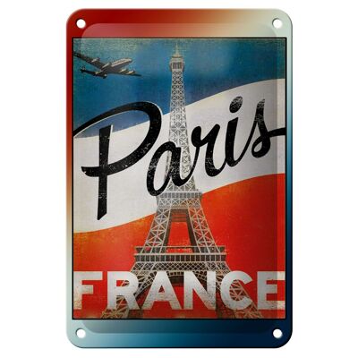 Targa in metallo Parigi 12x18 cm Torre Eiffel Francia Decorazione da parete Decorazione