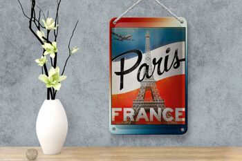 Panneau en étain Paris 12x18cm, tour Eiffel, décoration murale France 4