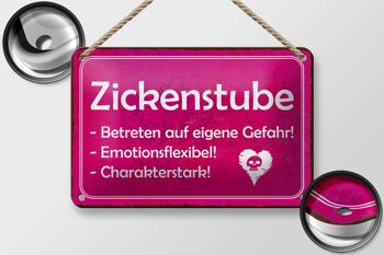 Plaque en tôle Zickenstube 18x12cm Entrez votre propre décoration de risque 2
