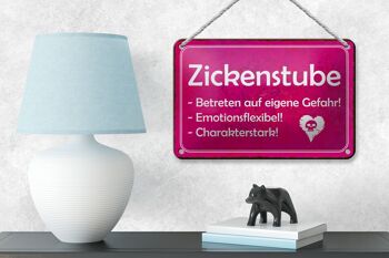 Plaque en tôle Zickenstube 18x12cm Entrez votre propre décoration de risque 4