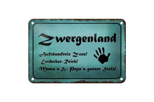 Blechschild Zwergenland 18x12cm Aufräumfreie Zone Reich Dekoration
