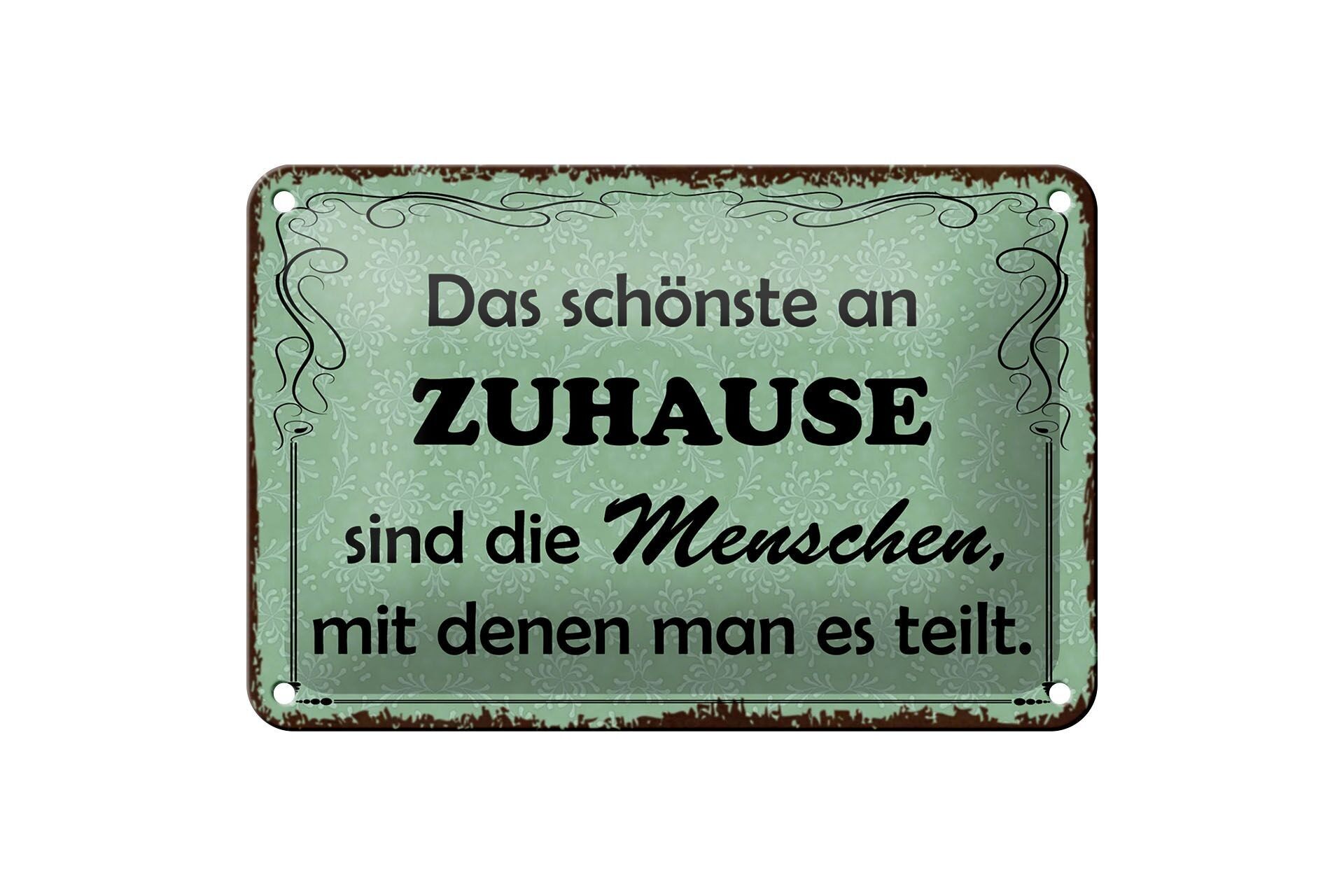 Targa in metallo 18x12 cm con scritta "La cosa più bella della casa è la decorazione".