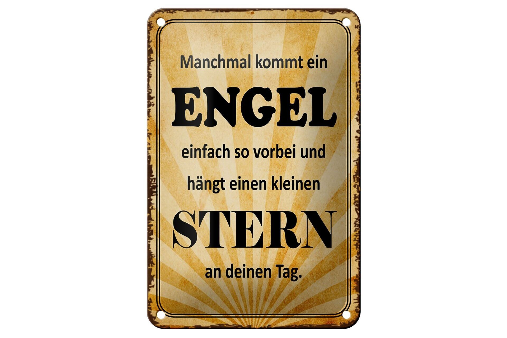 Tin sign saying 12x18cm sometimes an angel comes decoration