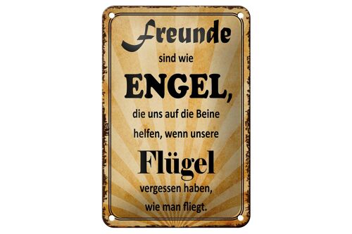 Blechschild Spruch 12x18cm Freunde sind wie Engel die uns Dekoration