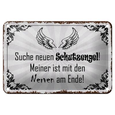 Tin sign saying 18x12cm looking for new guardian angel decoration