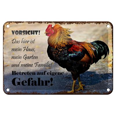 Metal sign notice 18x12cm chicken beware this is my house decoration