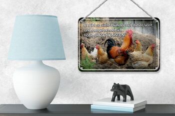 Plaque en étain disant 18x12cm il y a tellement de poulets et décoration 4