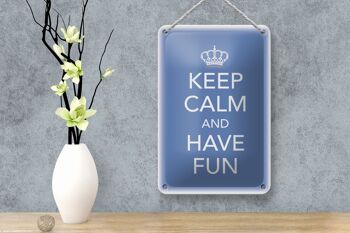 Panneau en étain disant "Keep Calm and have fun", décoration de couronne, 12x18cm 4
