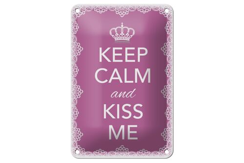 Blechschild Spruch 12x18cm Keep Calm and kiss me Krone Dekoration