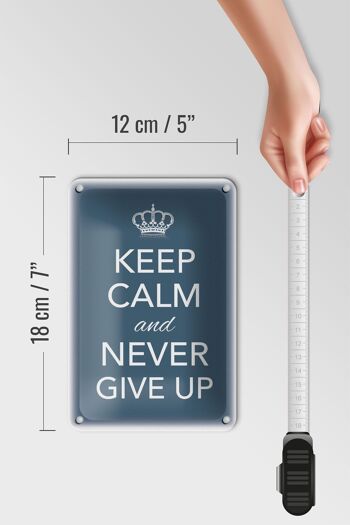 Panneau en étain disant 12x18cm Keep Calm and never give up decoration 5