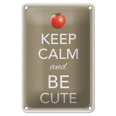 Blechschild Spruch 12x18cm Keep Calm and be cute Tomate Dekoration