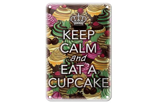 Blechschild Spruch 12x18cm Keep Calm and eat a Cupcake Dekoration