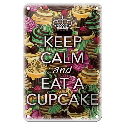 Cartel de chapa que dice 12x18cm Keep Calm and eat a Cupcake decoración