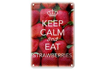 Panneau en étain disant 12x18cm, décoration Keep Calm and eat fraises 1