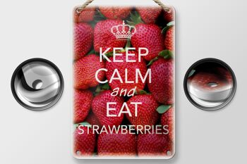 Panneau en étain disant 12x18cm, décoration Keep Calm and eat fraises 2