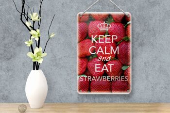 Panneau en étain disant 12x18cm, décoration Keep Calm and eat fraises 4