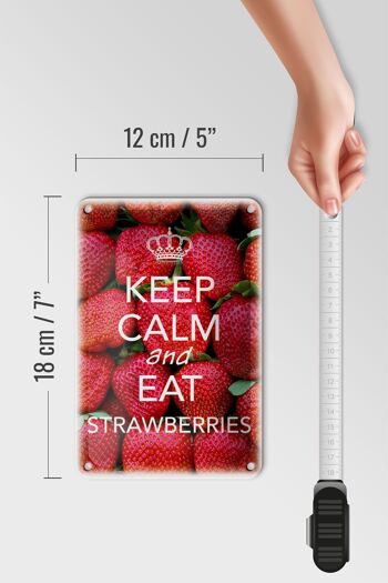 Panneau en étain disant 12x18cm, décoration Keep Calm and eat fraises 5