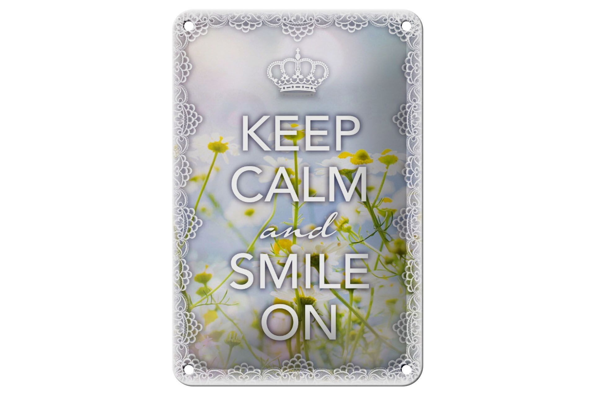 Targa in metallo con scritta "Keep Calm and sorridi" 12x18 cm sulla decorazione della corona