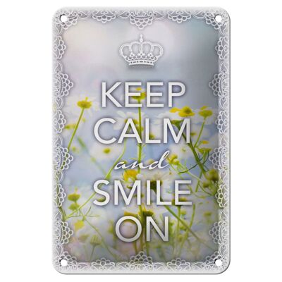 Blechschild Spruch 12x18cm Keep Calm and smile on Krone Dekoration