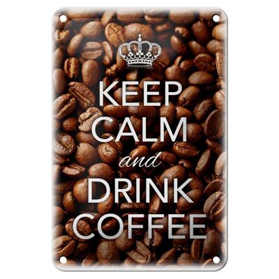 Targa in metallo con scritta "Keep Calm and drink Coffee" 12x18 cm