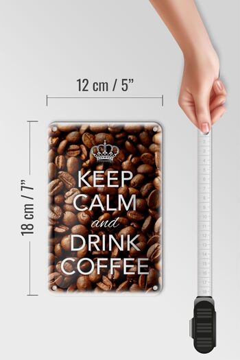 Panneau en étain disant 12x18cm, gardez le calme et buvez du café 5