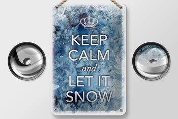 Panneau en étain disant 12x18cm, décoration Keep Calm and let is snow 2