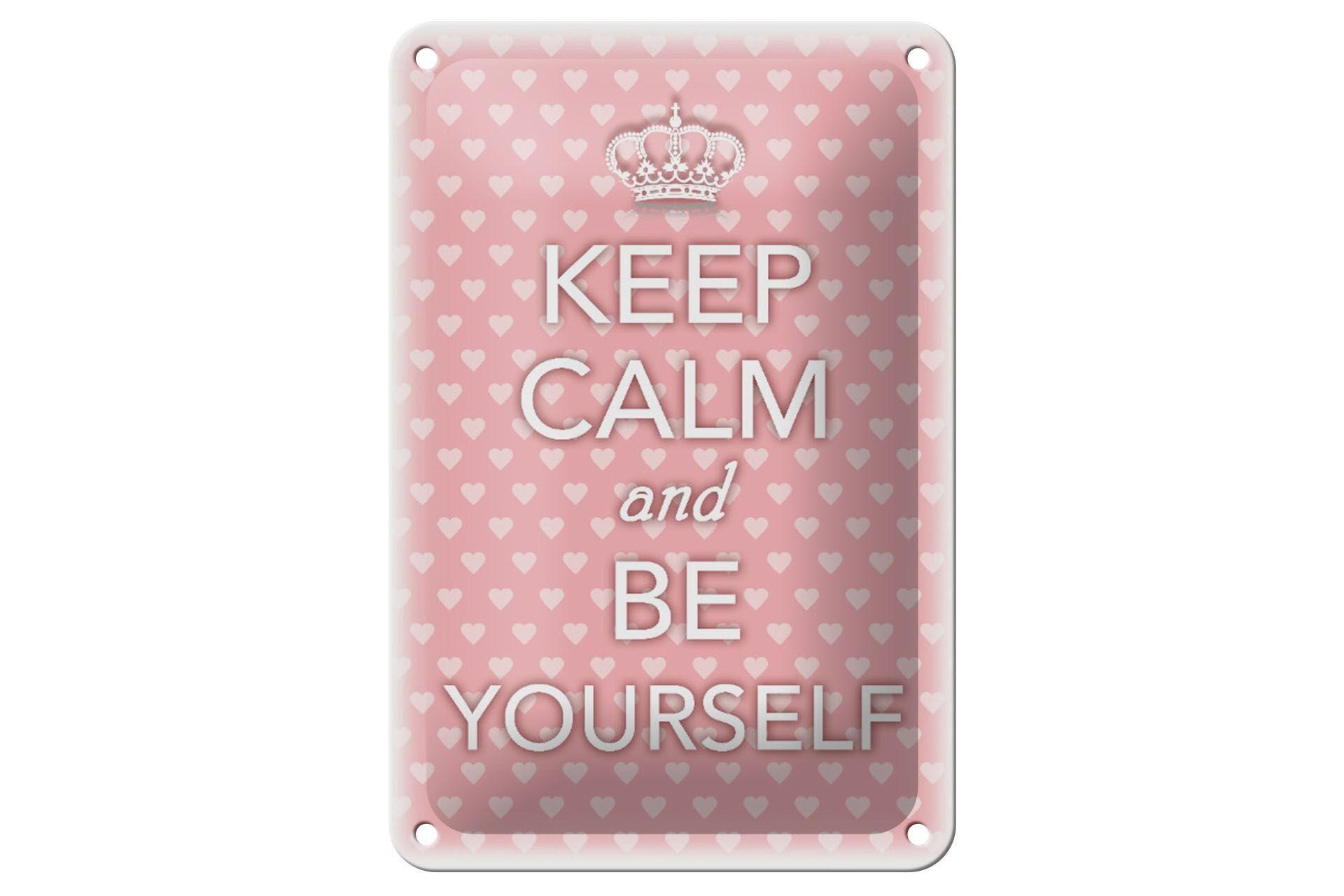 Targa in metallo con scritta "Mantieni la calma e sii te stesso" 12x18 cm