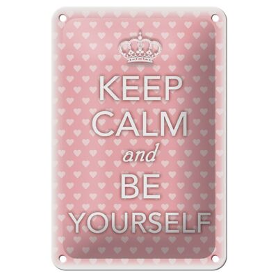 Cartel de chapa que dice 12x18cm Keep Calm and be yourself decoración