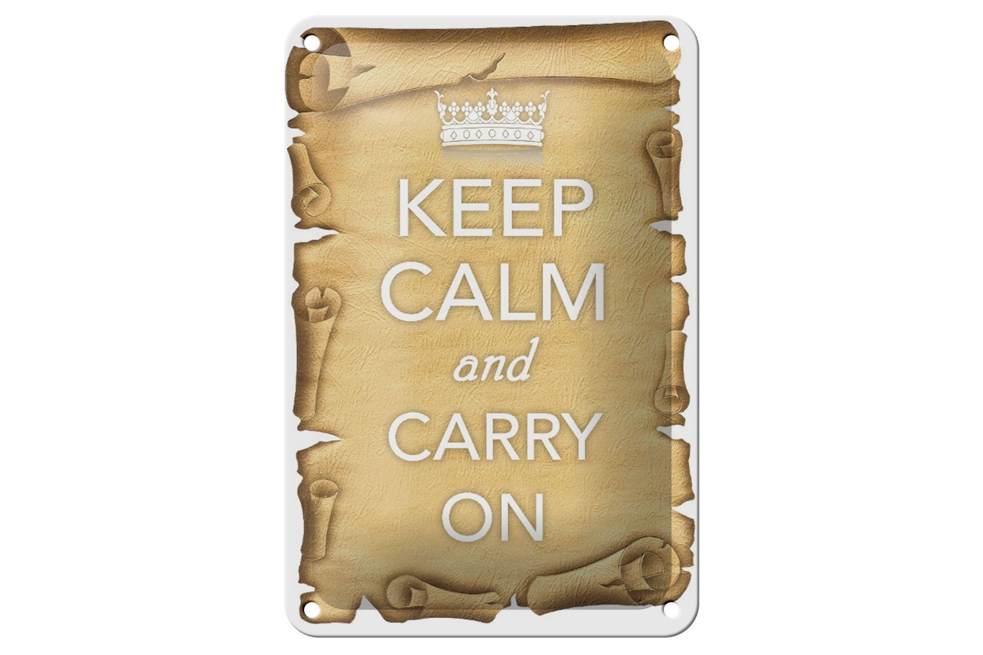 Targa in metallo con scritta "Mantieni la calma e continua a decorare" 12x18 cm