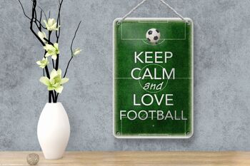Panneau en étain disant 12x18cm, décoration Keep Calm and love Football 4