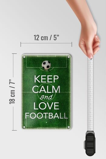 Panneau en étain disant 12x18cm, décoration Keep Calm and love Football 5