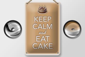 Panneau en étain disant 12x18cm, décoration de gâteau Keep Calm and eat 2