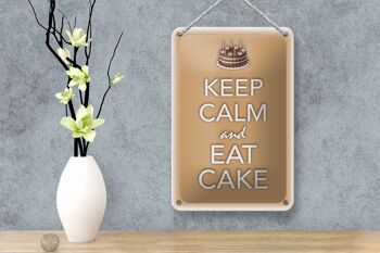 Panneau en étain disant 12x18cm, décoration de gâteau Keep Calm and eat 4