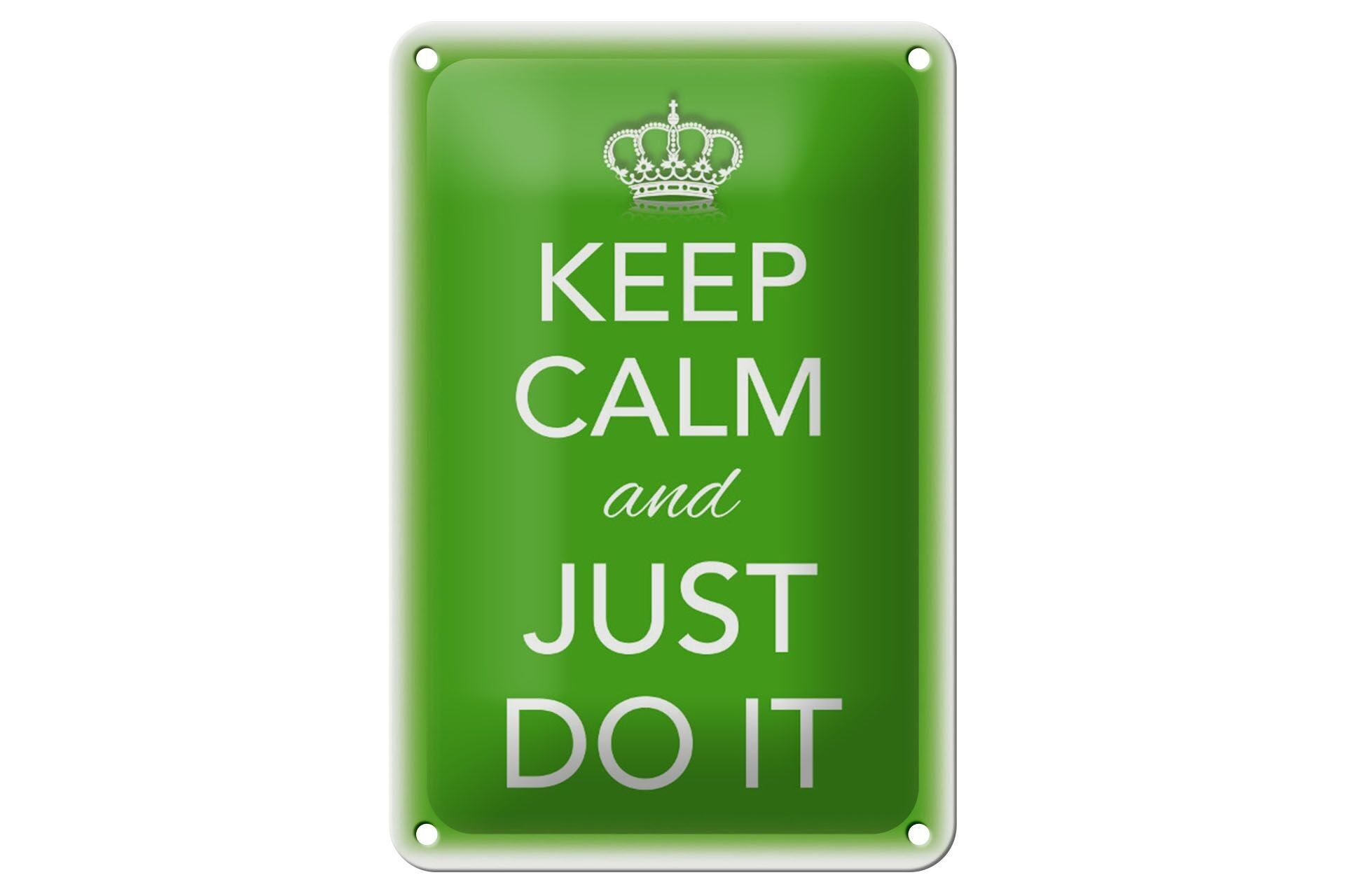 Targa in metallo con scritta "Keep Calm and Just do it decoration" 12x18 cm