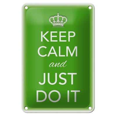 Targa in metallo con scritta "Keep Calm and Just do it decoration" 12x18 cm