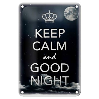 Cartel de chapa que dice 12x18cm Keep Calm and good night decoración
