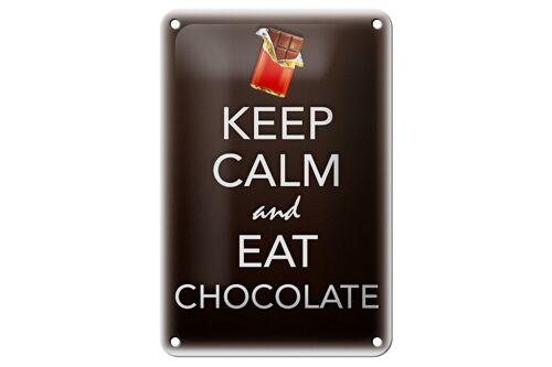 Blechschild Spruch 12x18cm Keep Calm and eat chokolate Dekoration
