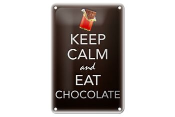 Panneau en étain disant 12x18cm, décoration Keep Calm and eat chocolat 1