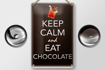 Panneau en étain disant 12x18cm, décoration Keep Calm and eat chocolat 2