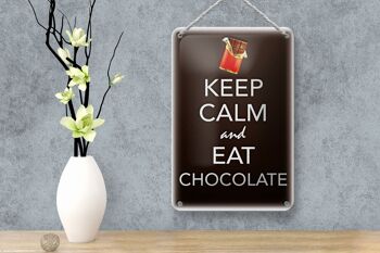 Panneau en étain disant 12x18cm, décoration Keep Calm and eat chocolat 4