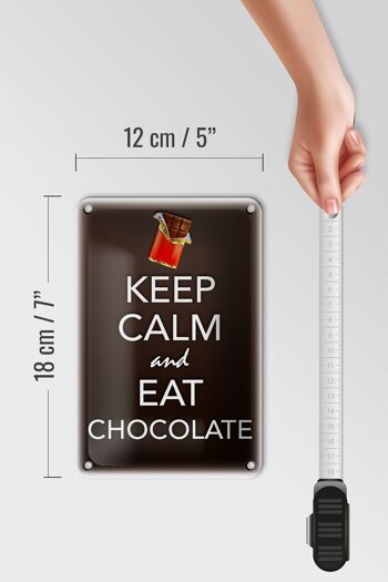 Panneau en étain disant 12x18cm, décoration Keep Calm and eat chocolat 5